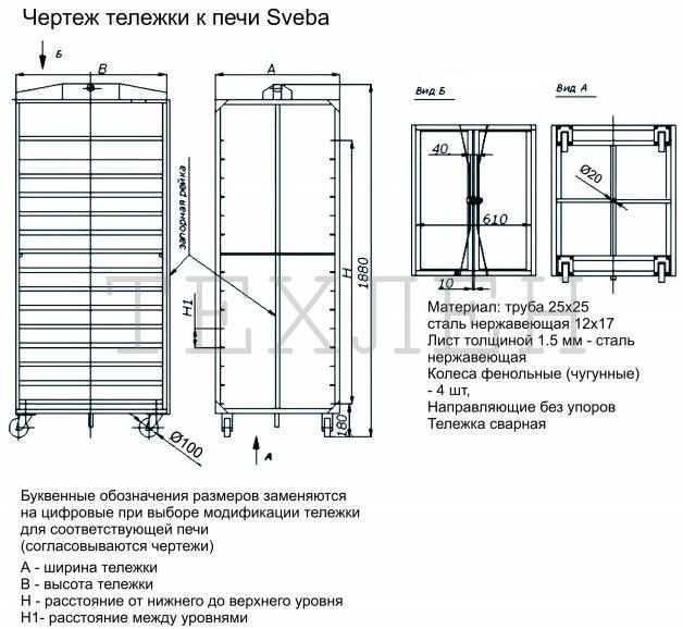 Тележки для печи Sveba Dahlen V-серии, C-серии